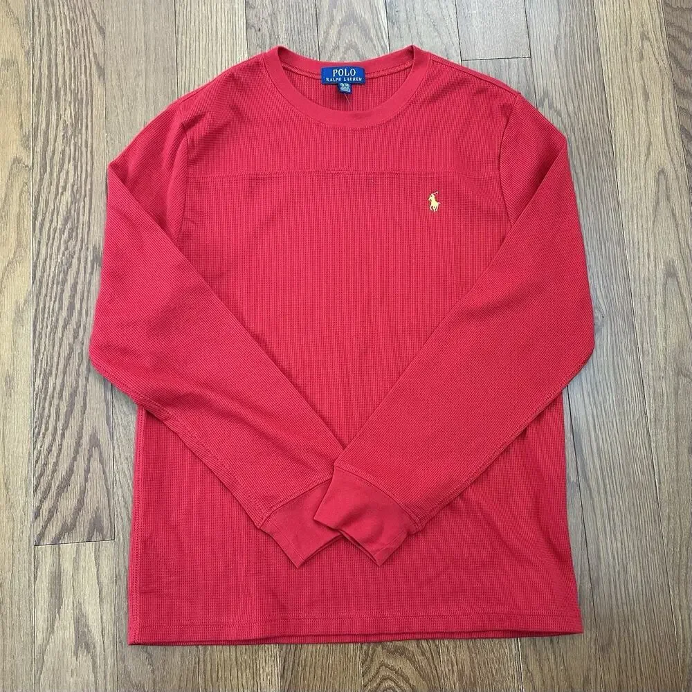 Polo Ralph Lauren Boys Long Sleeve Shirt‎ Red XL 18-20 Crewneck Cotton Blend NWT